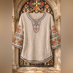 🌵Alfred Dunner Sedona Sky Collection PM Embroidered Yoke Top, Work & Casual Chic